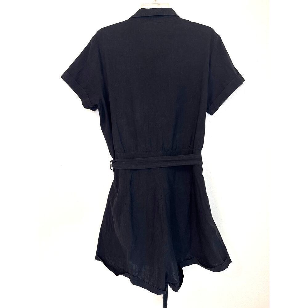 One Piece Women's Black Romper Shorts Belt Tie Button Up With Pockets Size XL - Picture 5 of 12